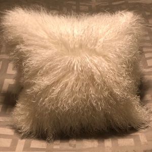 2 Tibetan Lamb Fur Pillows Ivory *NEW*